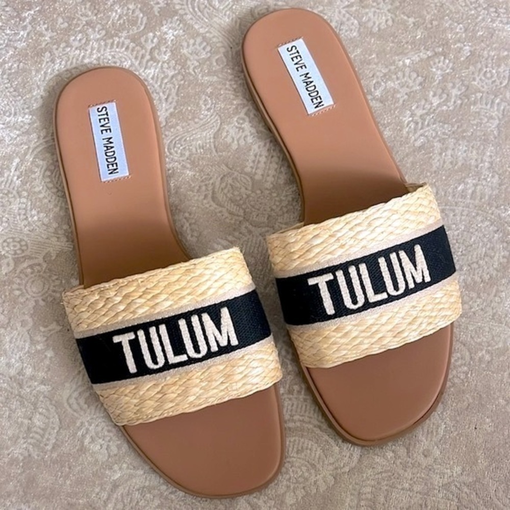 Brand New Steve Madden Knox Sandal Straw Tulum Mexico Large Strap Sandals Travel